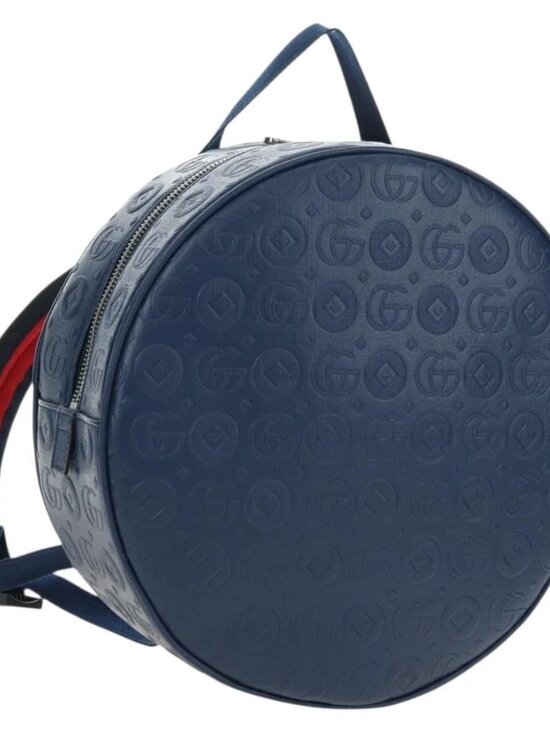 GUCCI Sherry Line Double G Backpack Leather Navy Silver Red 752358 Auth main image 10